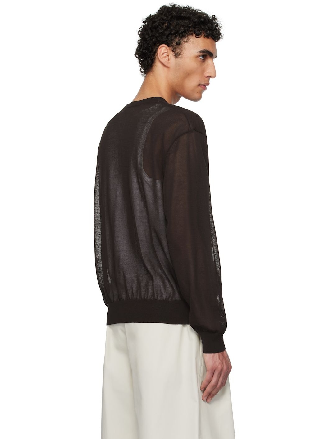 Brown Sheer Round Cardigan - 3