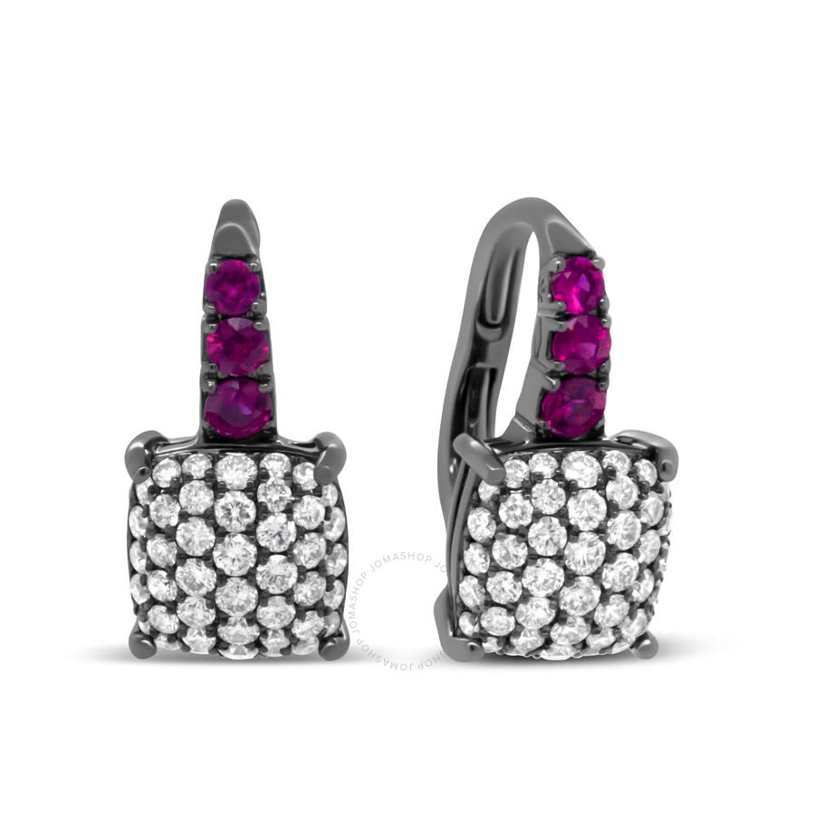 Haus Of Brilliance - Haus of Brilliance Black Rhodium Plated 18K White Gold 7/8 Cttw Round Diamond and Graduated Red Ruby - 2