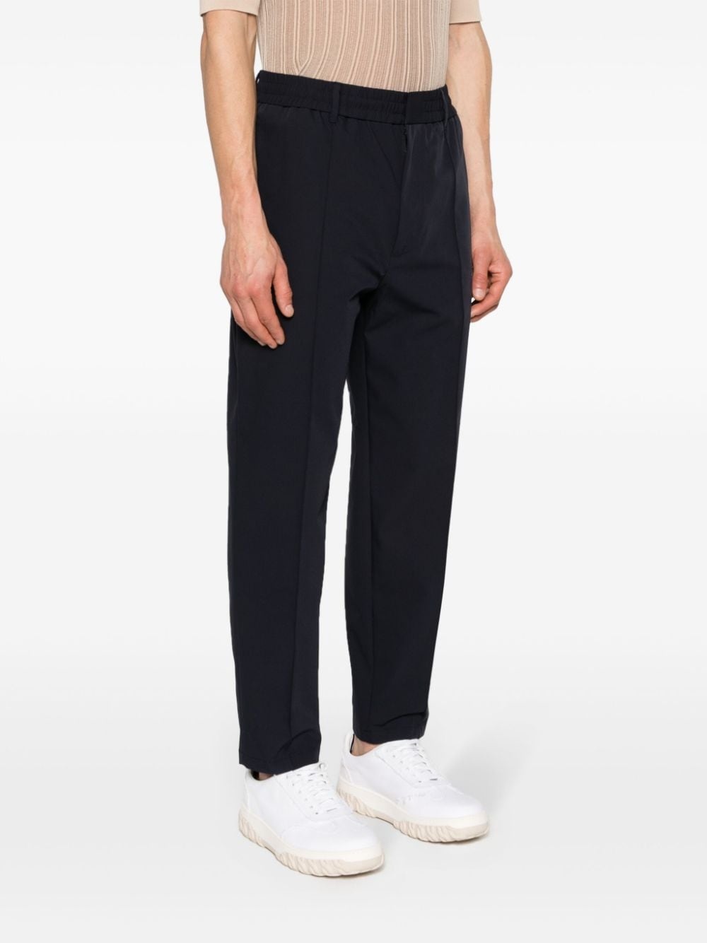 elasticated-waist tapered-leg trousers - 3