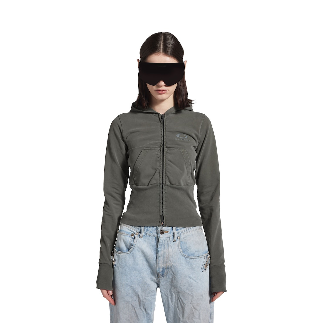 Women's Loop Sports Icon High Rib Zip-up Hoodie in Grey - 5