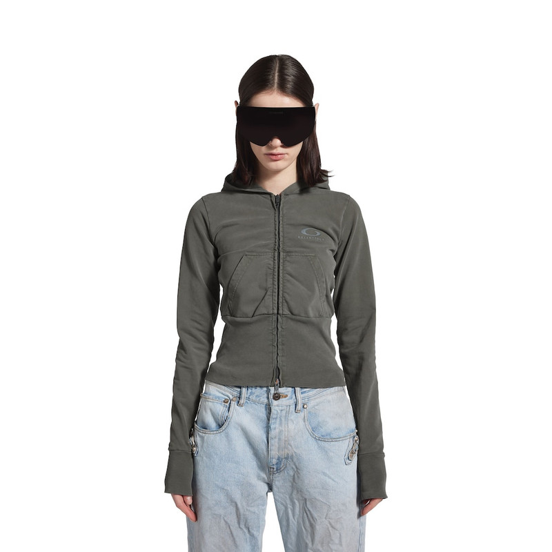 Women's Loop Sports Icon High Rib Zip-up Hoodie in Grey 5