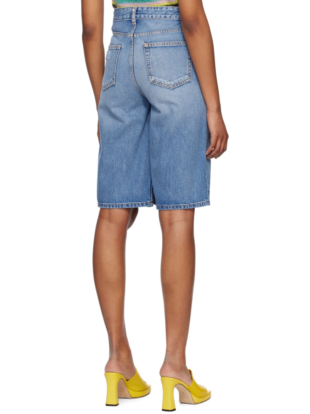 Blue Five-Pocket Denim Shorts - 3