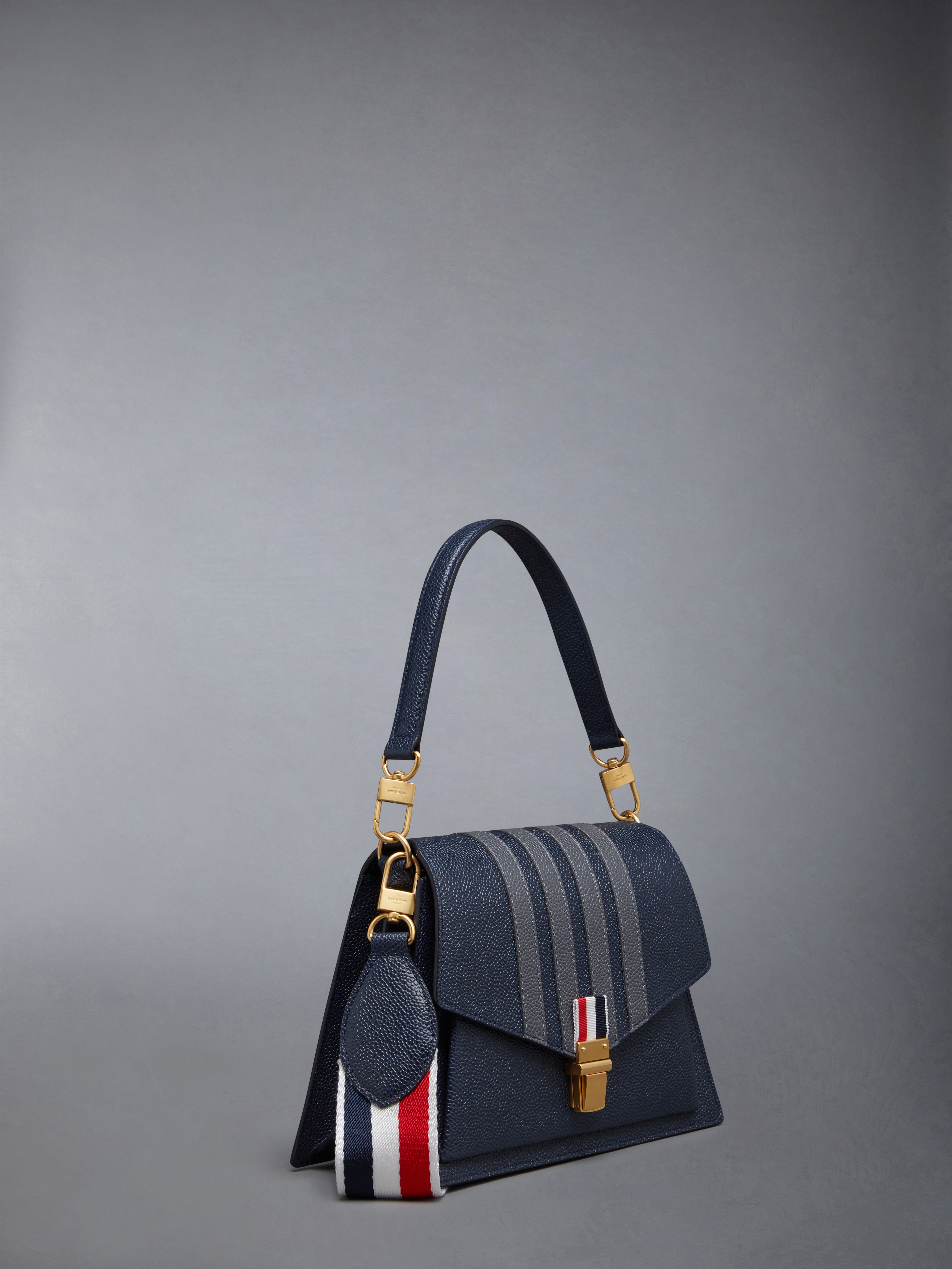 PEBBLE GRAIN LEATHER 4-BAR TRAPEZE BAG - 3