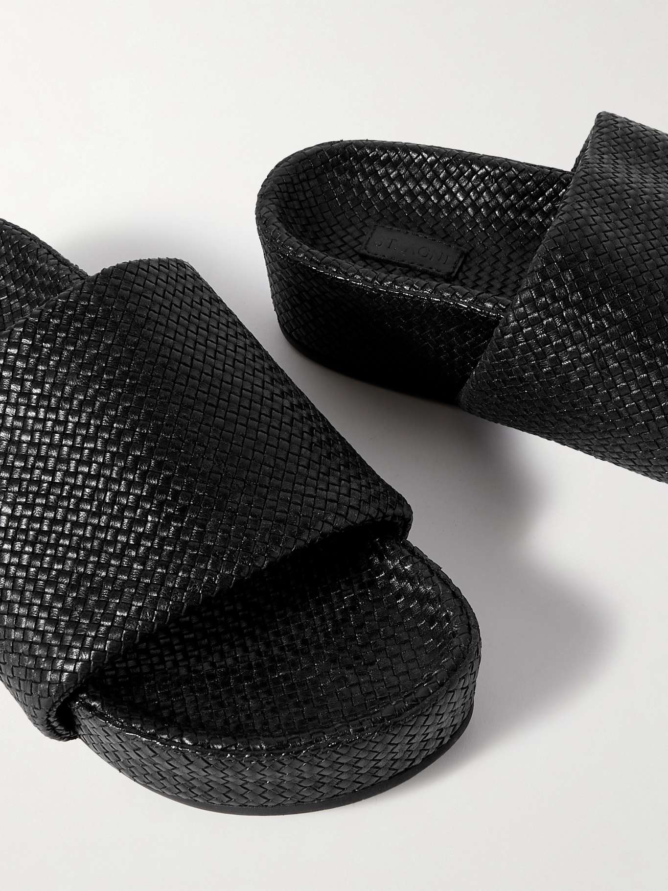 Woven leather platform slides - 4