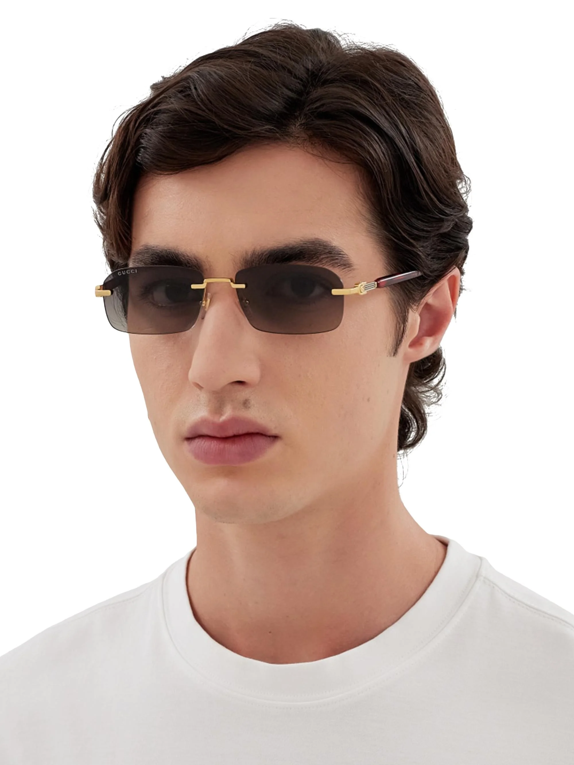 Men's 125th Street 56MM Rectangular Sunglasses - Gold Grey - 1