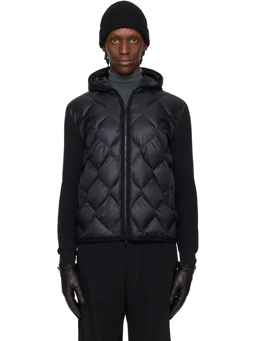 Black Archivio Cardigan Down Jacket - 1