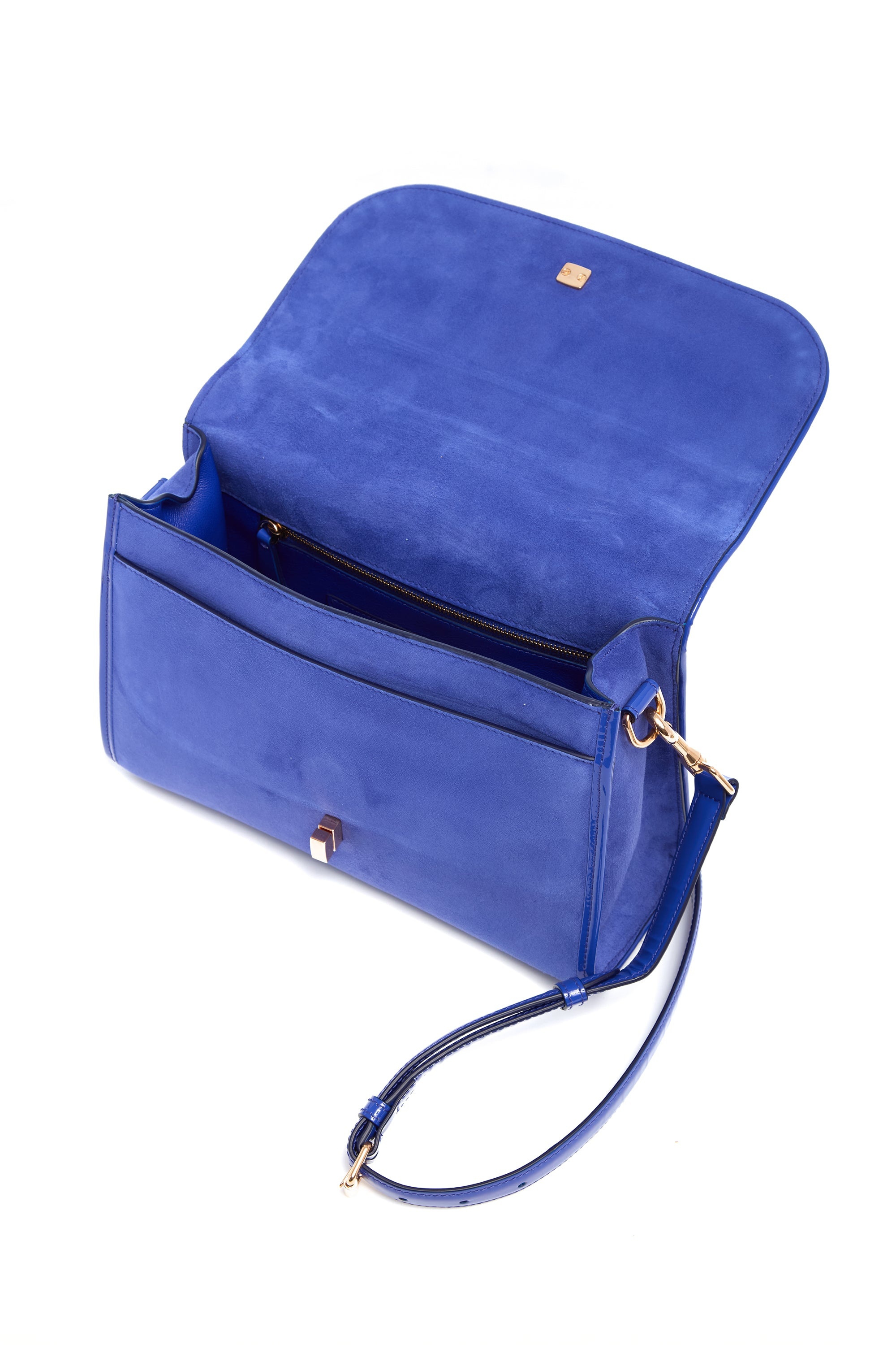 Medium Leonora Flap Bag in Cobalt Suede - 5