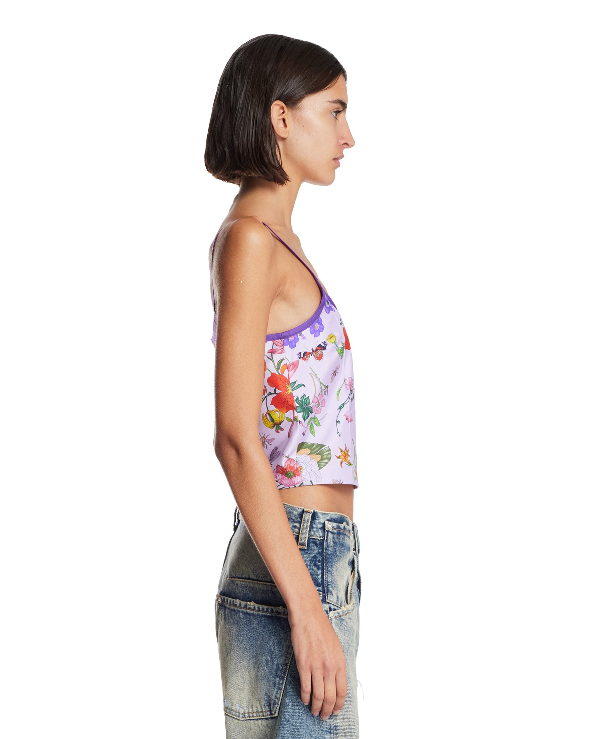 Purple Printed Silk Top - 5
