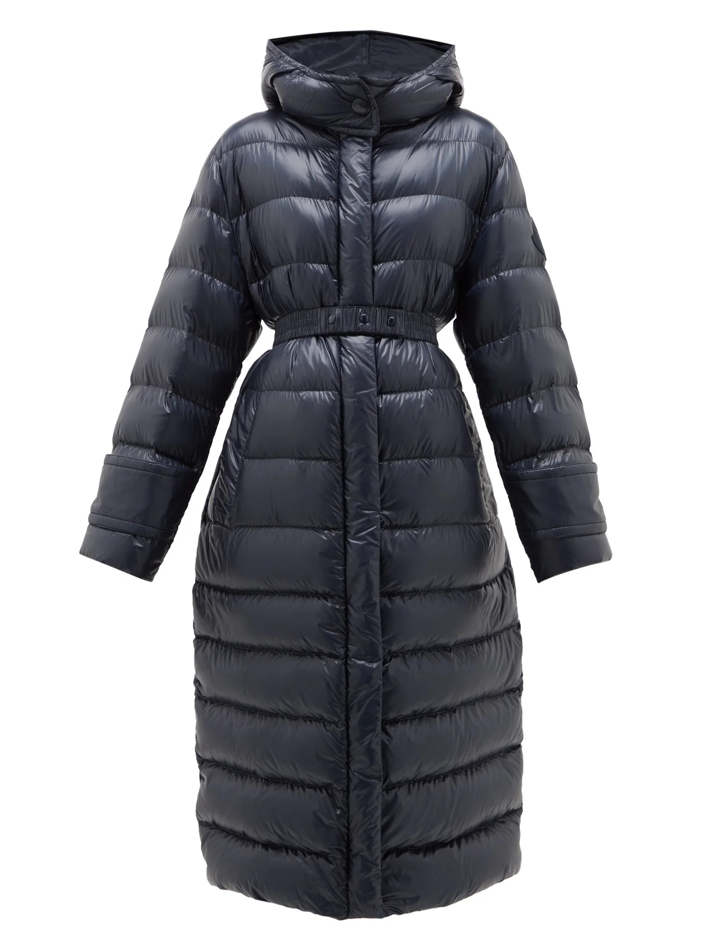 Cobalt hooded quilted-down coat - 1