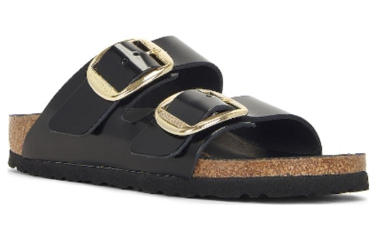 (WMNS) Birkenstock Arizona Big Buckle Natural Leather Narrow Fit Sandals 'Patent High Shine Black' 1 - 2