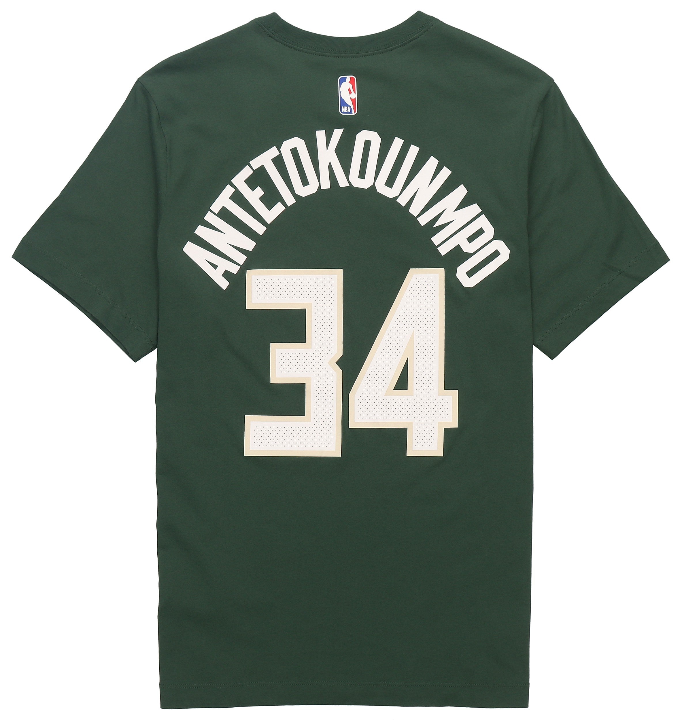 Men's Nike NBA Basketball Sports Round Neck Short Sleeve Milwaukee Bucks No.34 Green T-Shirt CV8535- - 2