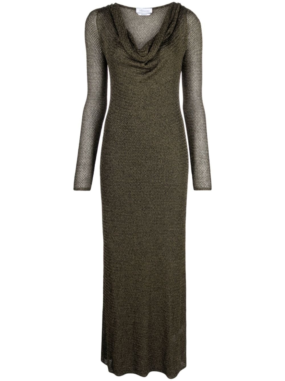 cowl-neck lamÃ© maxi dress - 1