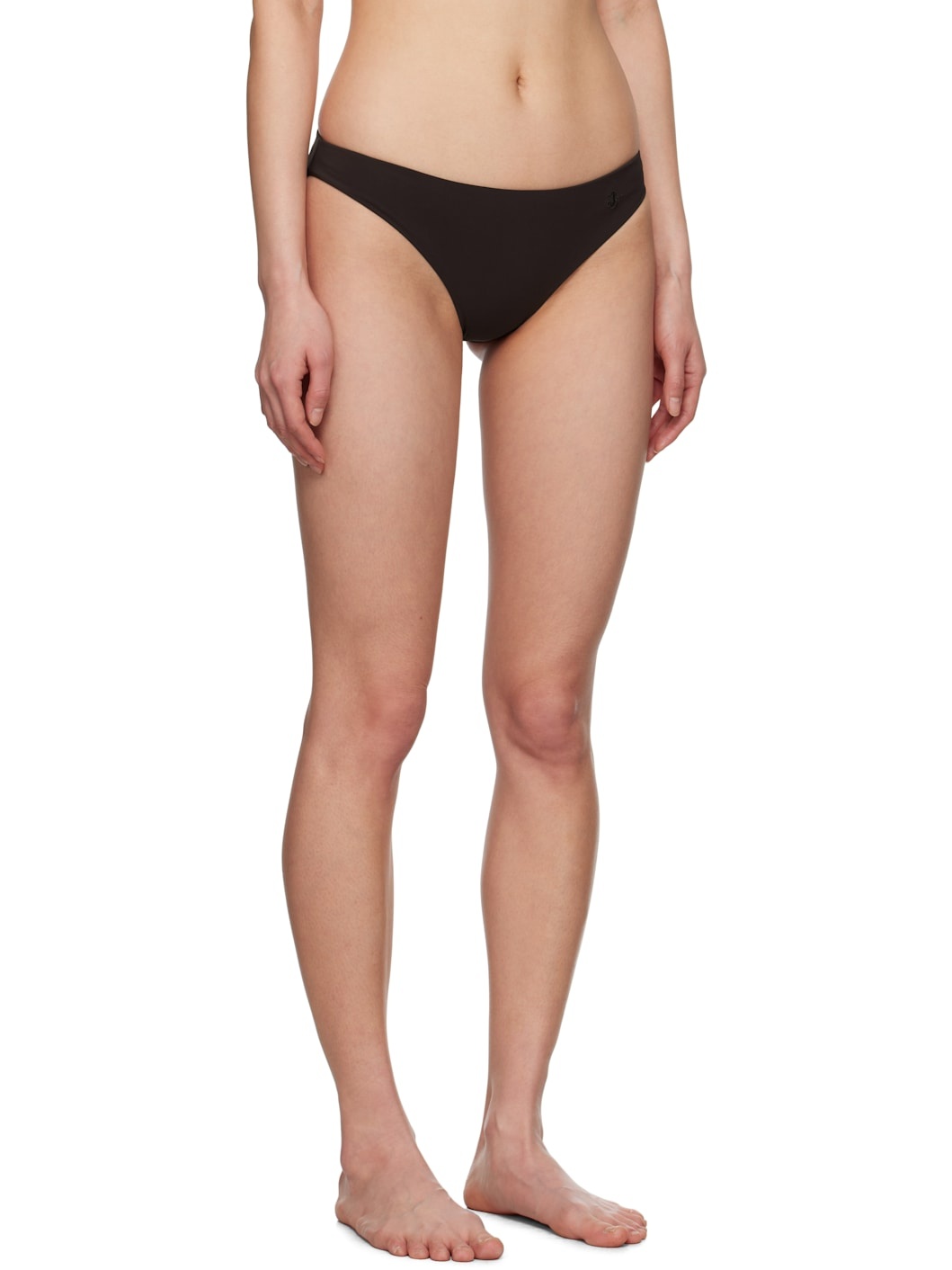 Brown Embroidered Logo Bikini Bottom - 2