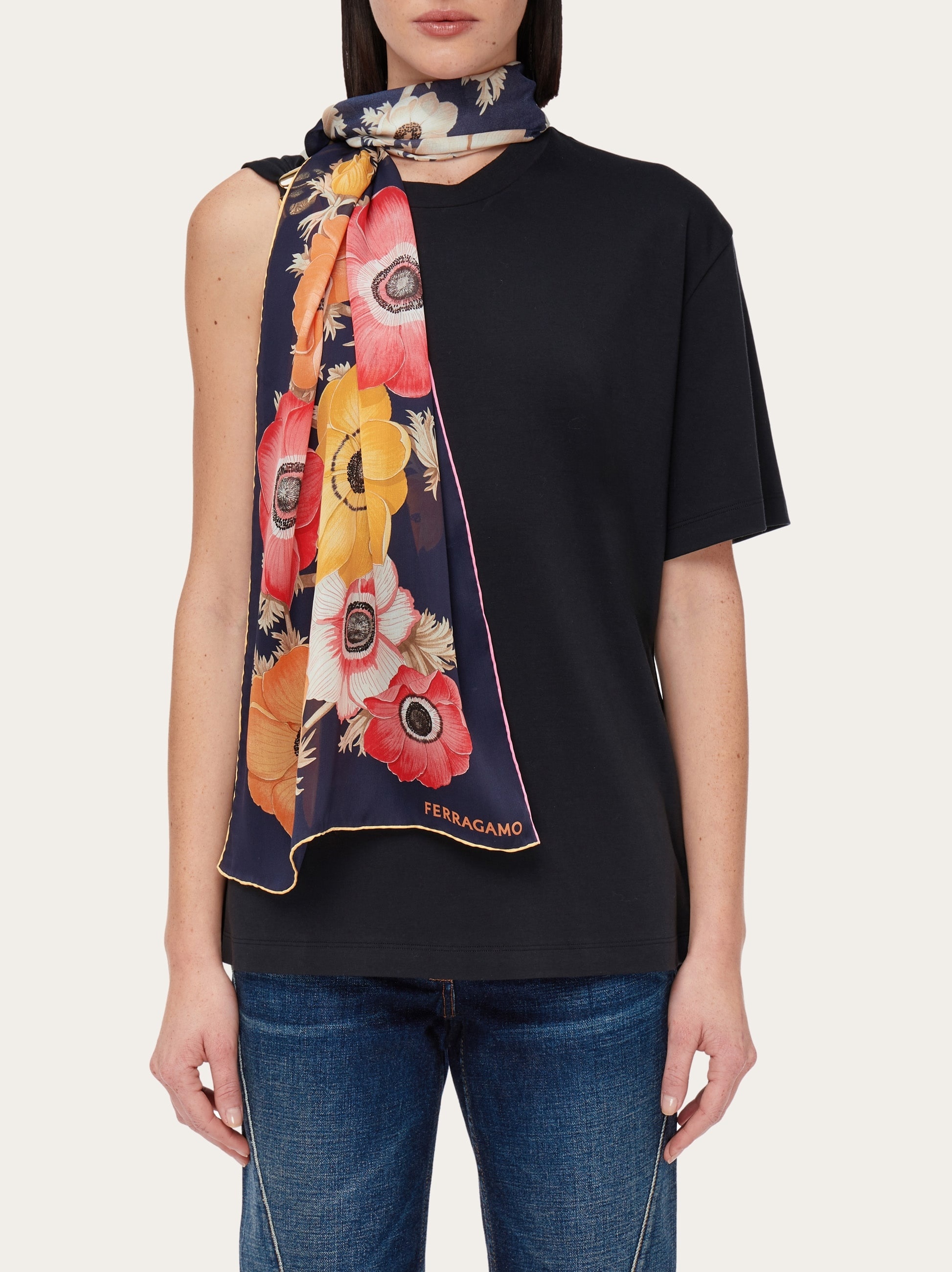 Anemone print silk scarf - 4