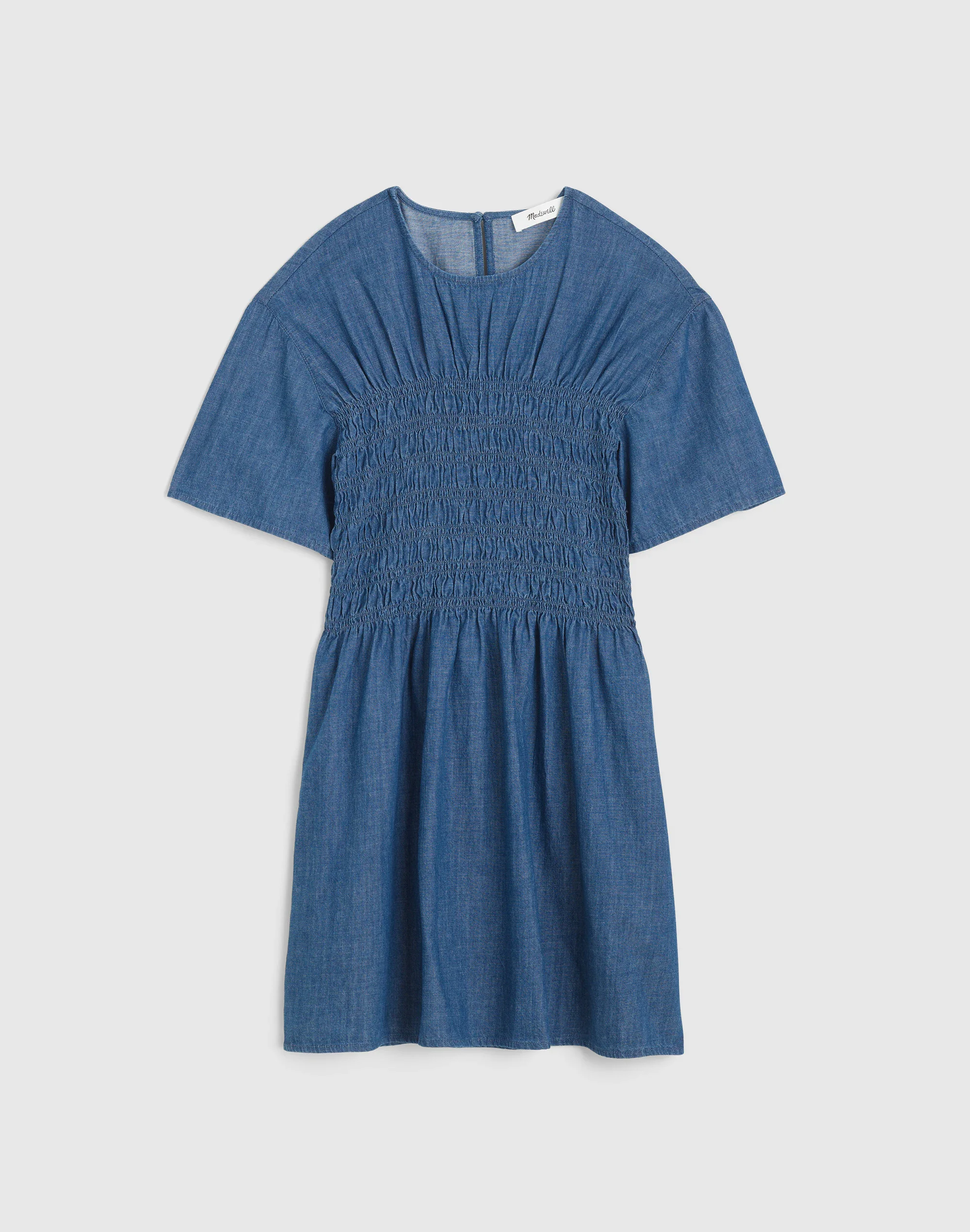 Denim Smocked Mini Dress - 1