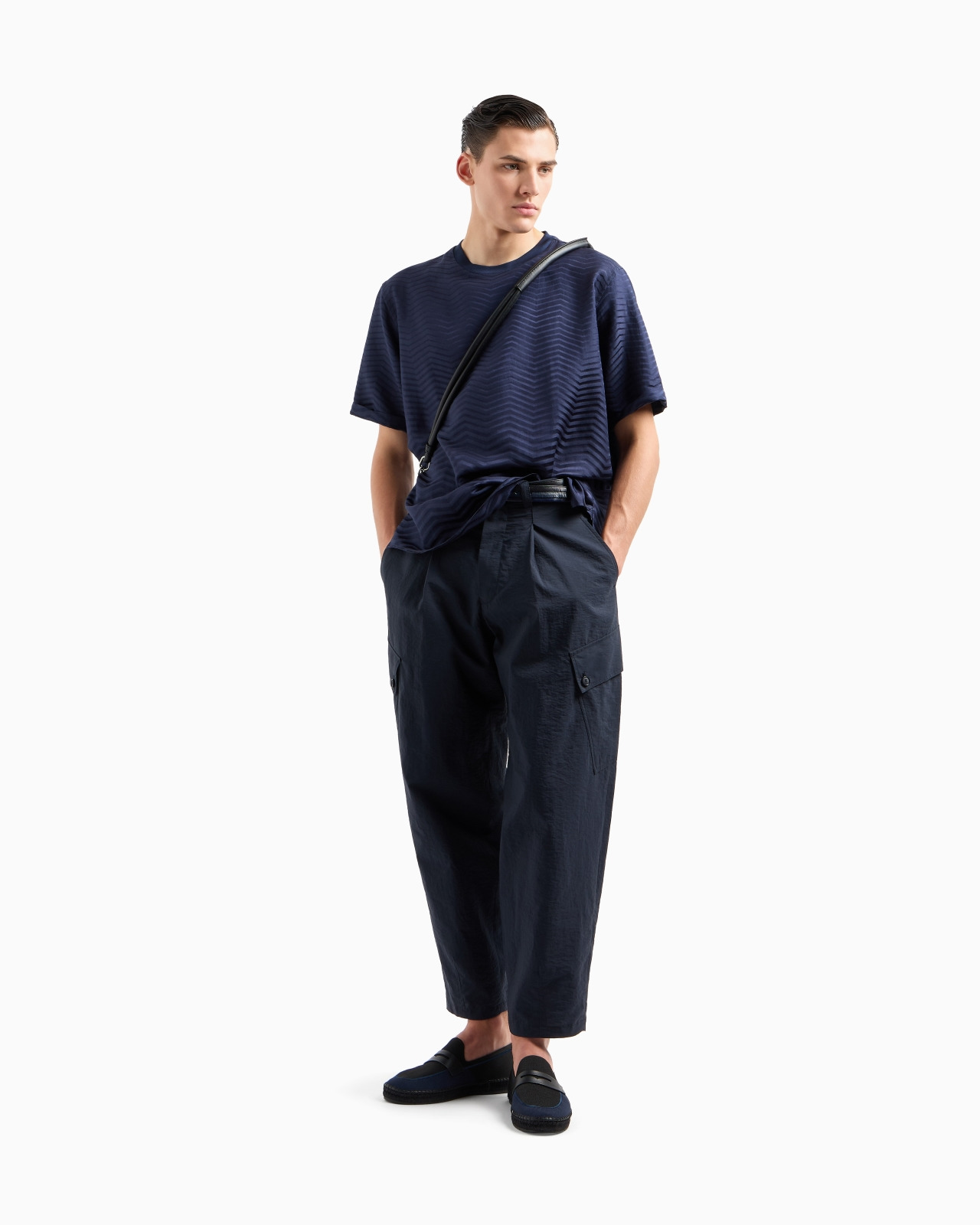 T-SHIRT SHIRT IN GRADIENT CHEVRON JACQUARD SILK AND VISCOSE - 2