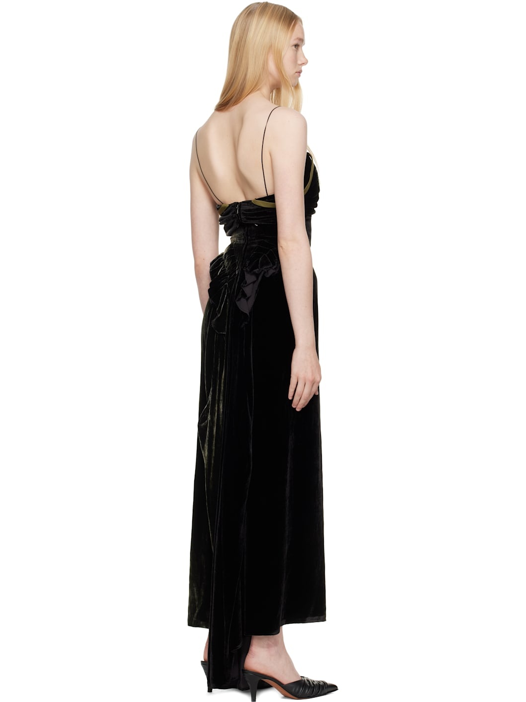 Black Silk Maxi Dress - 3