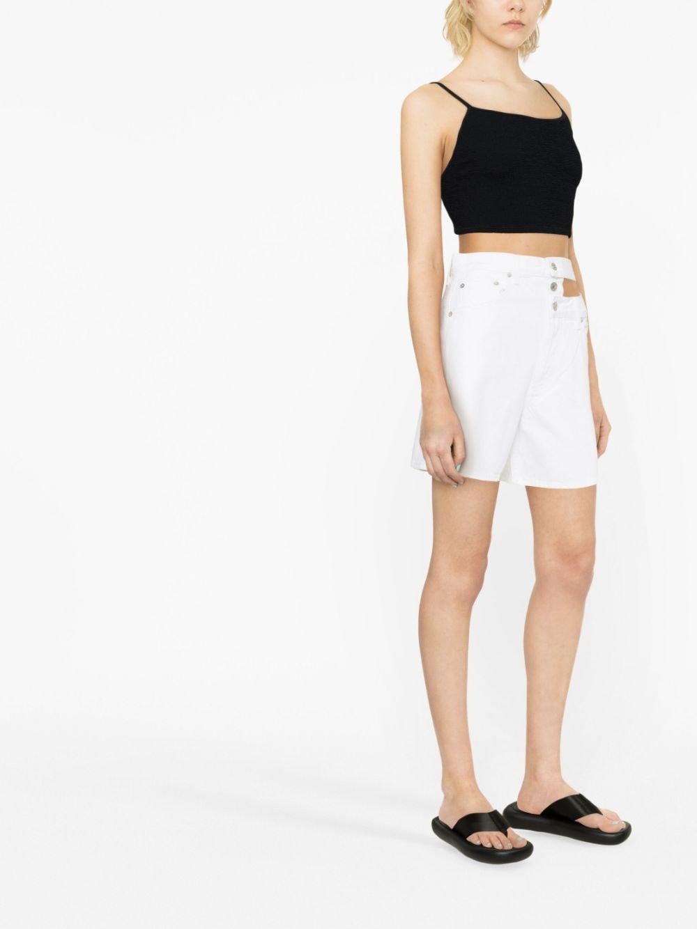 cut-out denim shorts - 3