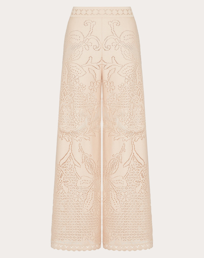 VALENTINO COTTON GUIPURE JARDIN PLAT PANTS - 1