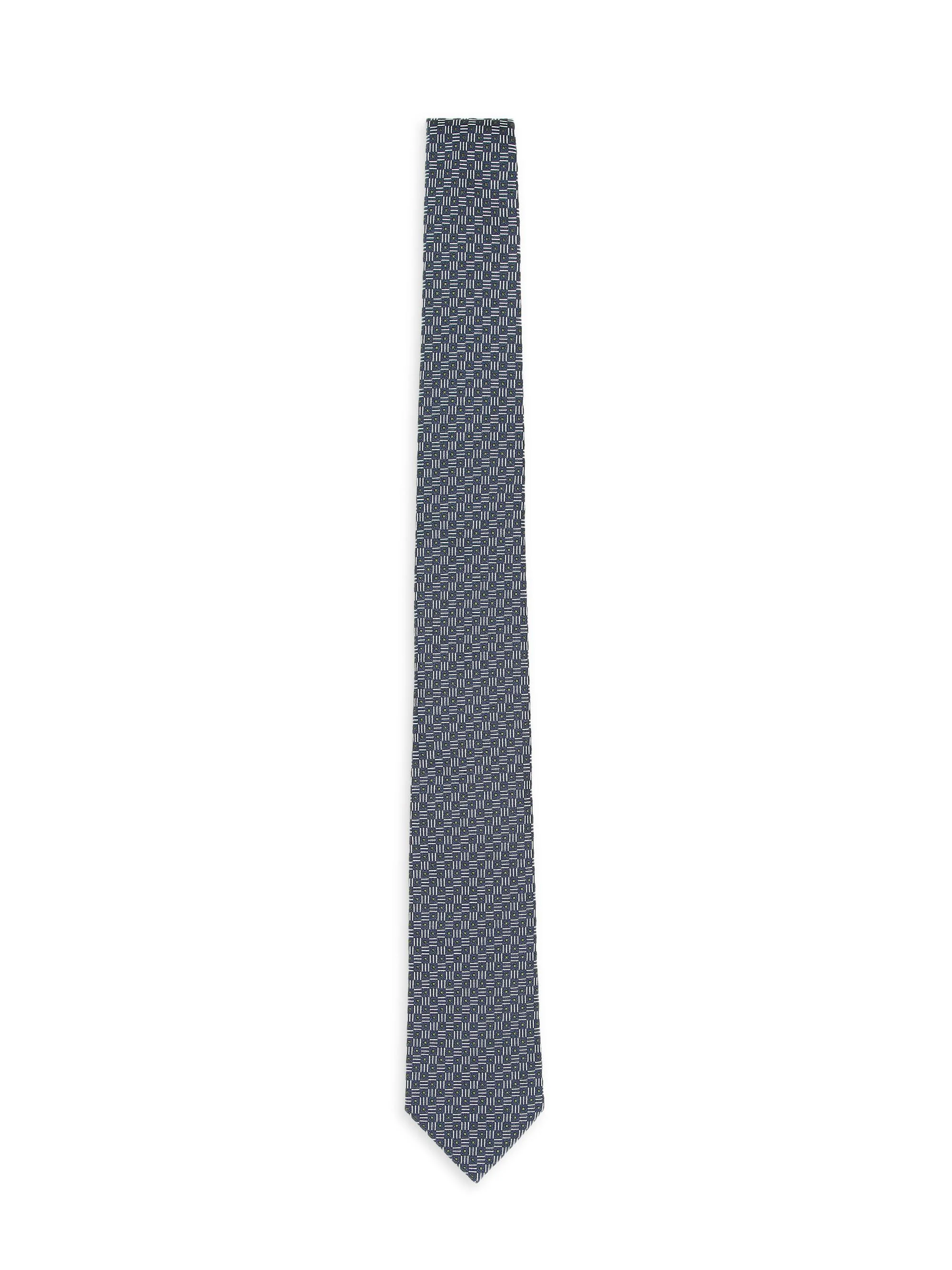 Men's Geo Print Silk Tie - Blue Navy - 1
