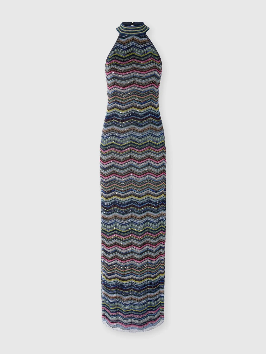 Long dress with halterneck and sequins - 1