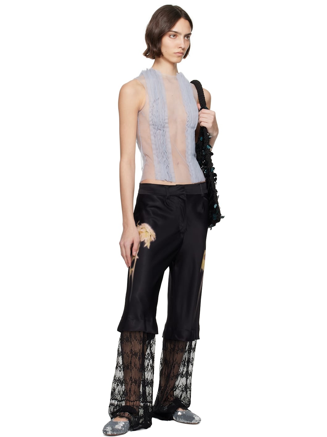 Black Dante Lace Trousers - 4