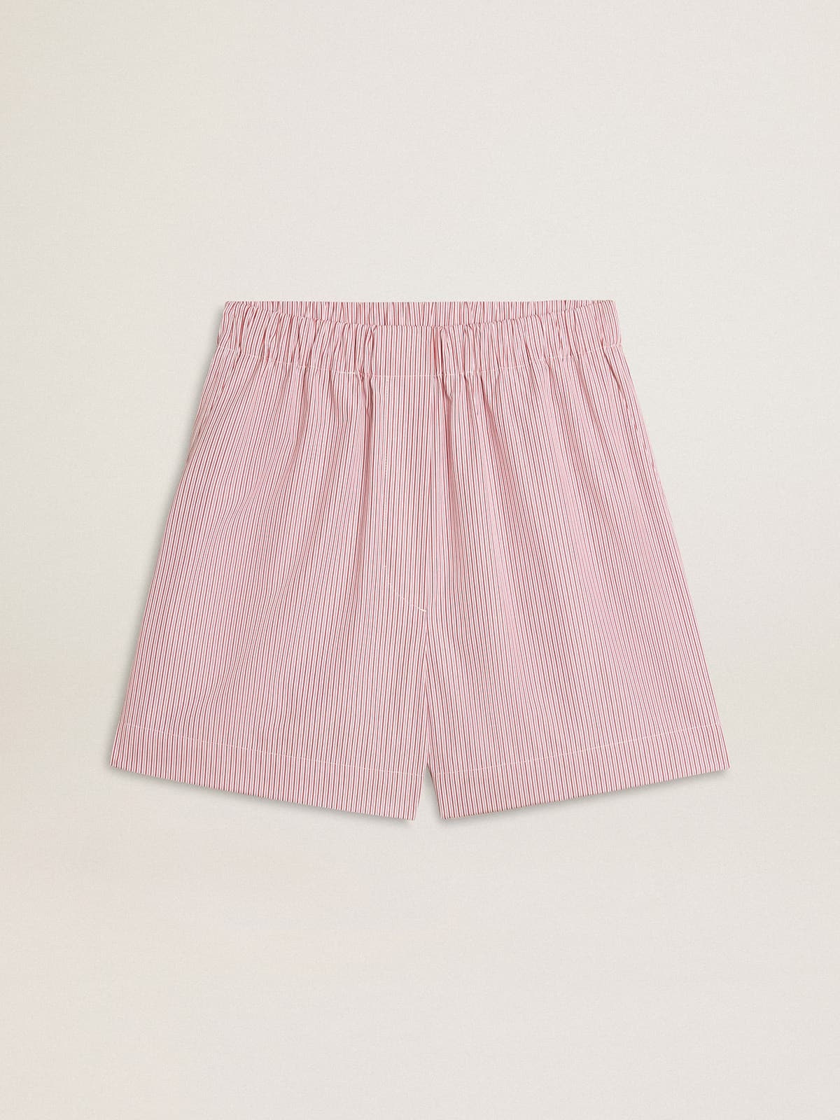 Shorts in striped cotton poplin - 1