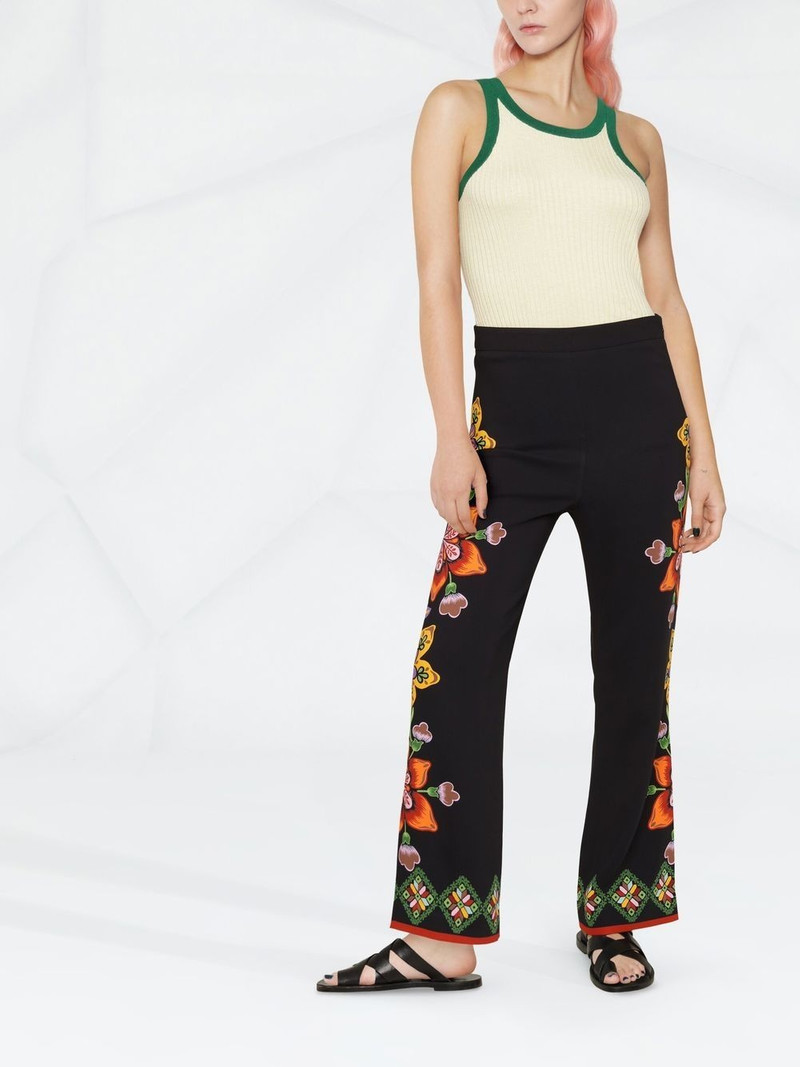 La DoubleJ Stretch floral-print straight trousers outlook
