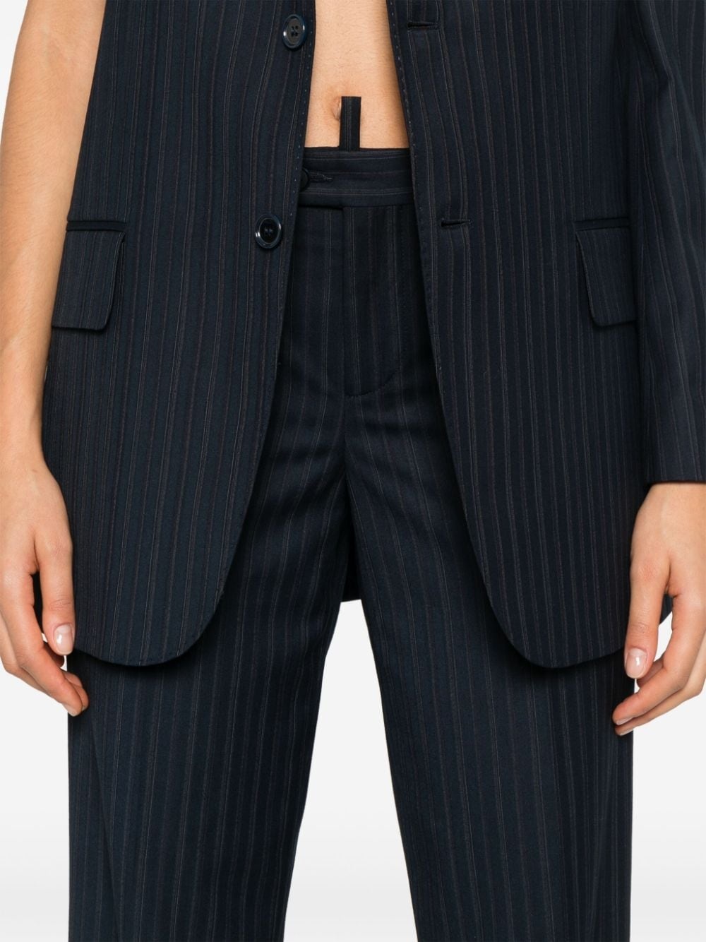 pinstriped tailored straight trousers - 5