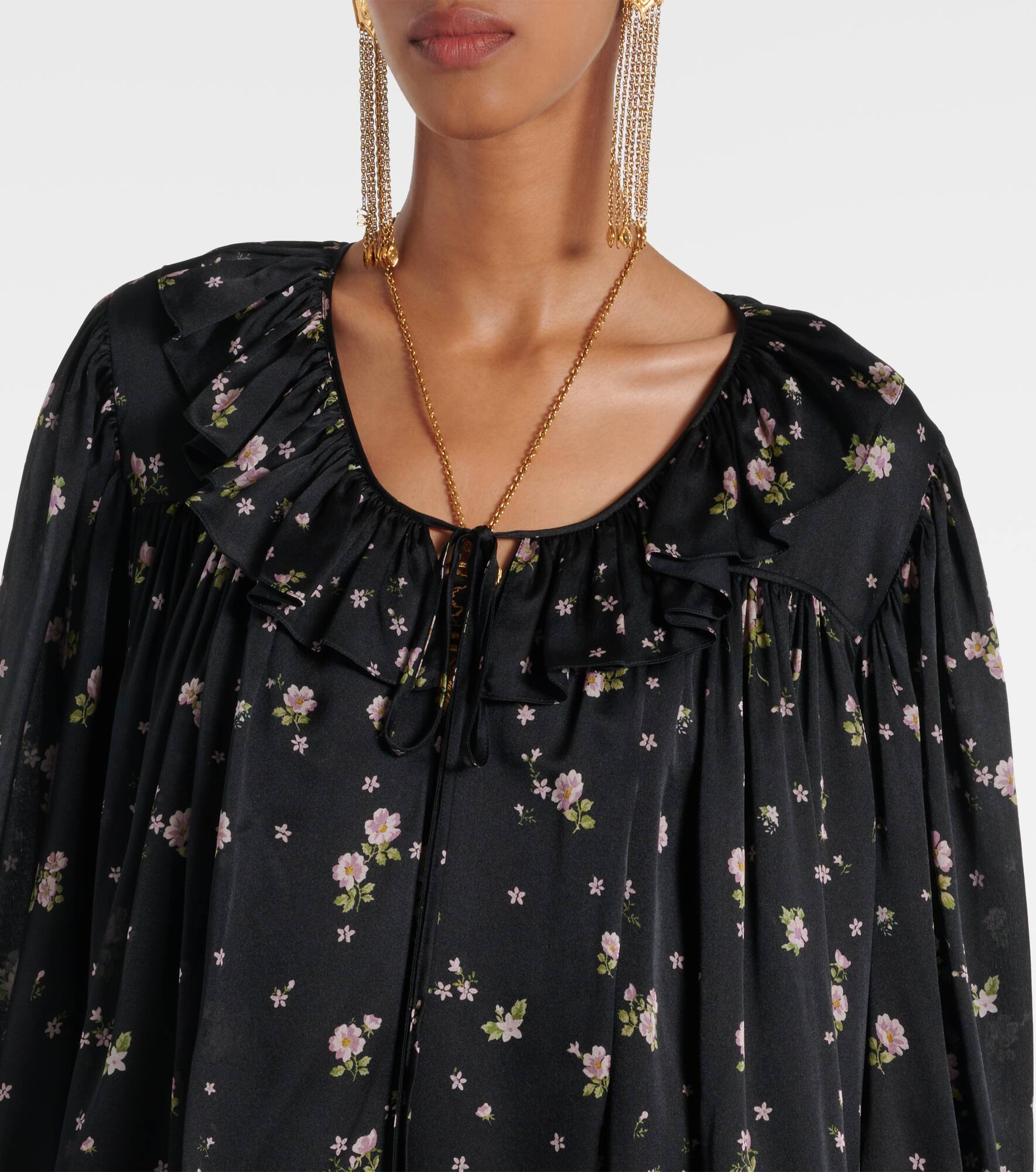 Gathered silk charmeuse minidress - 4