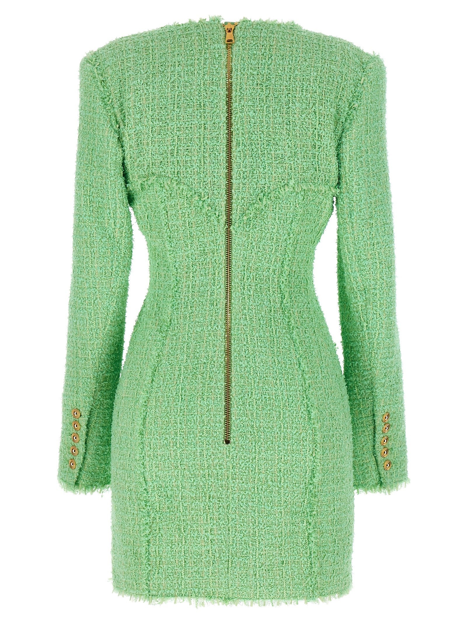 Balmain Logo Button Tweed Dress - 2