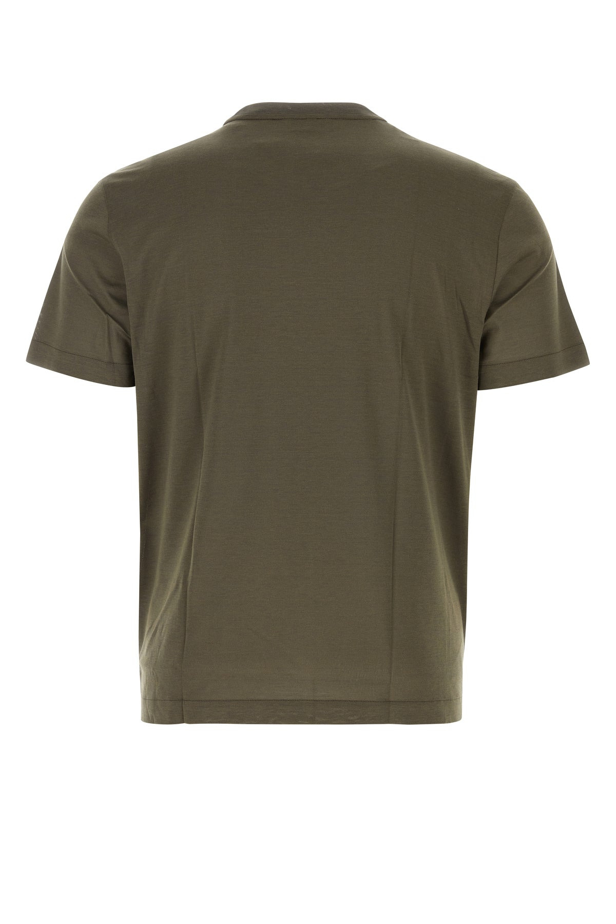 Army green silk blend t-shirt - 2