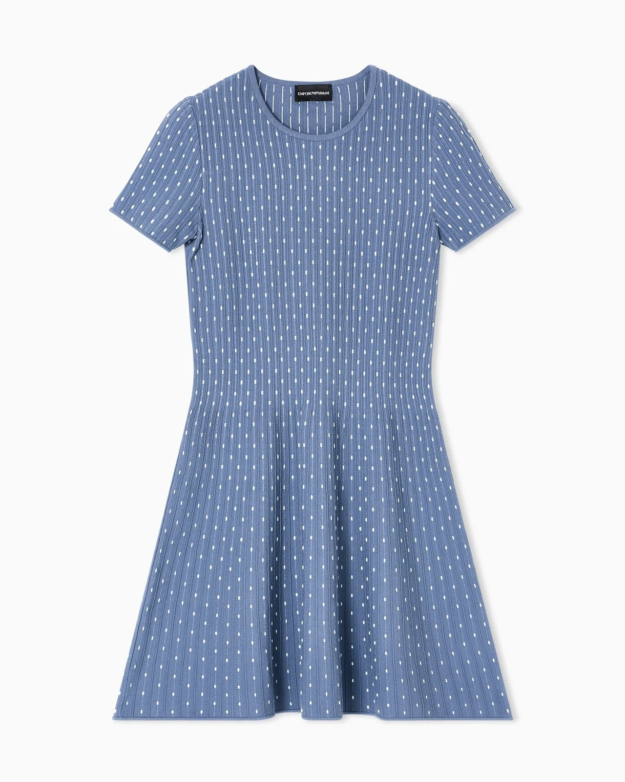 POLKA-DOT JACQUARD VISCOSE PLAIN-KNIT SHORT DRESS - 1