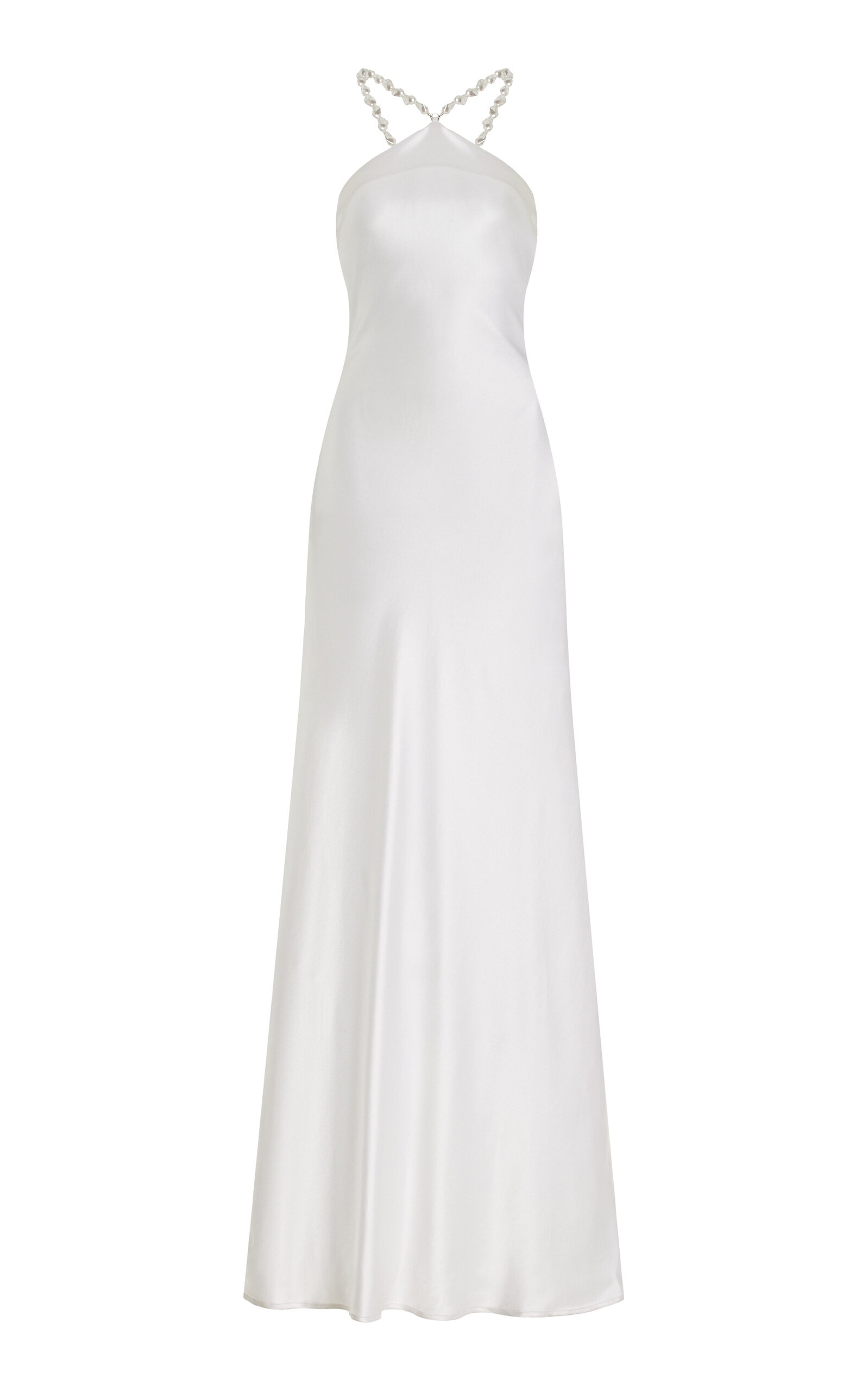 Exclusive Cadence Pearl-Embellished Satin Maxi Slip Dress white - 1