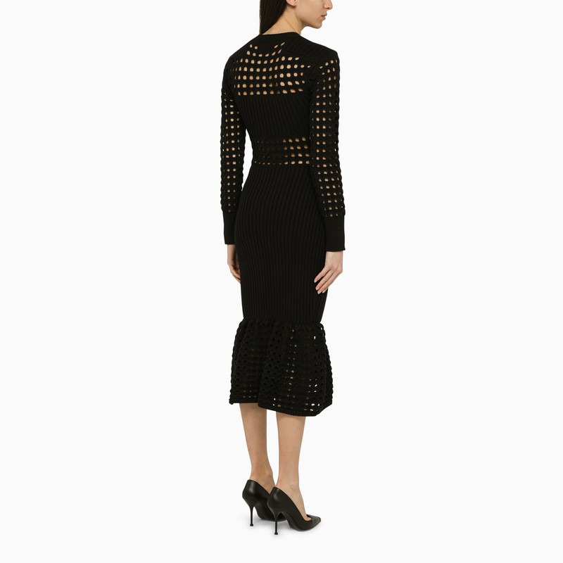 Alexander Mcqueen Black Knitted Midi Dress Women - 2
