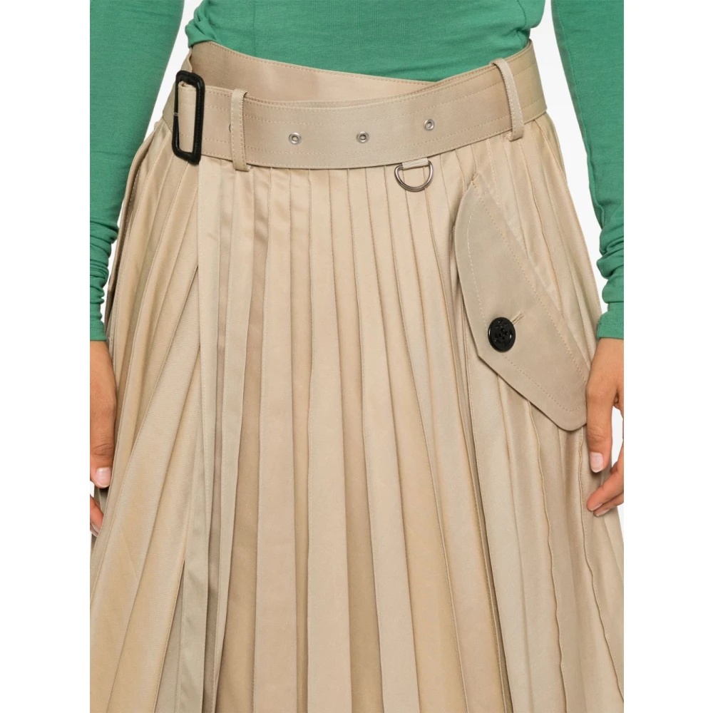 sacai BEIGE PLEATED WRAP SKIRT | miinto | REVERSIBLE