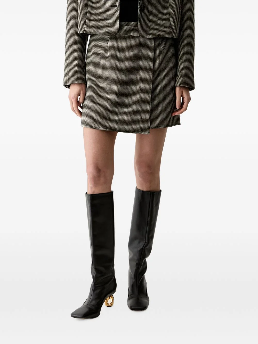 houndstooth-pattern wrap skirt - 1