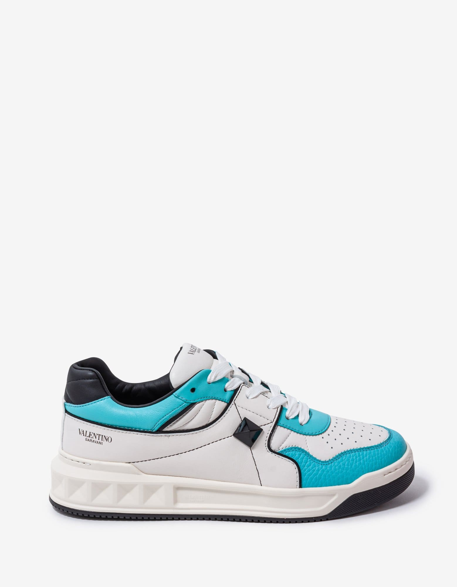 Valentino White & Blue One Stud Trainers - 2