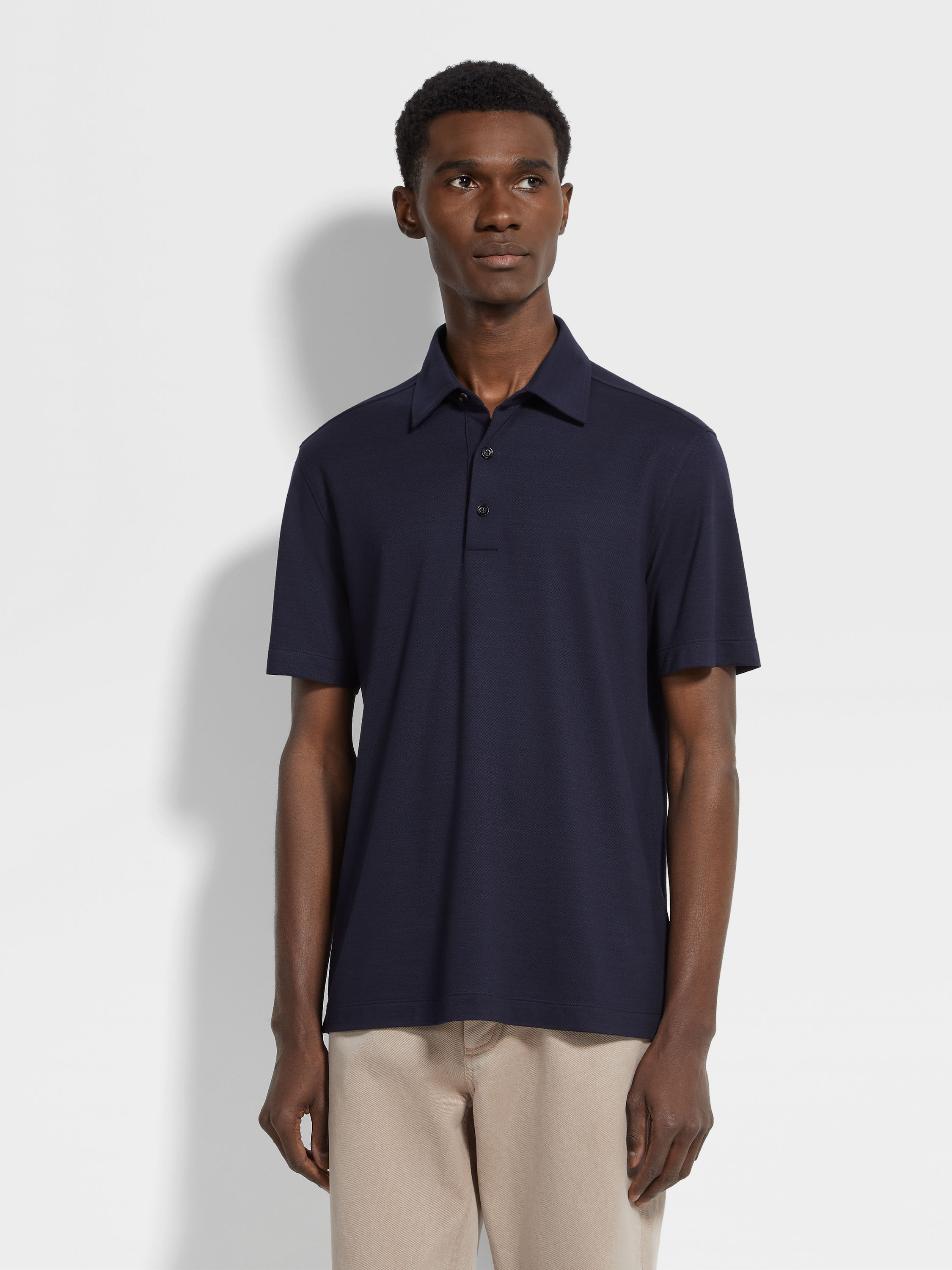 NAVY BLUE VELLUS AUREUM POLO SHIRT - 4