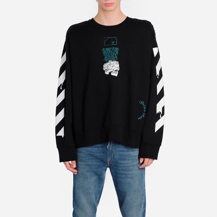 Men's Off-White C/O Virgil Abloh Slogan Arrow Printing Round Neck Black OMBA037R20E300051001 - 2