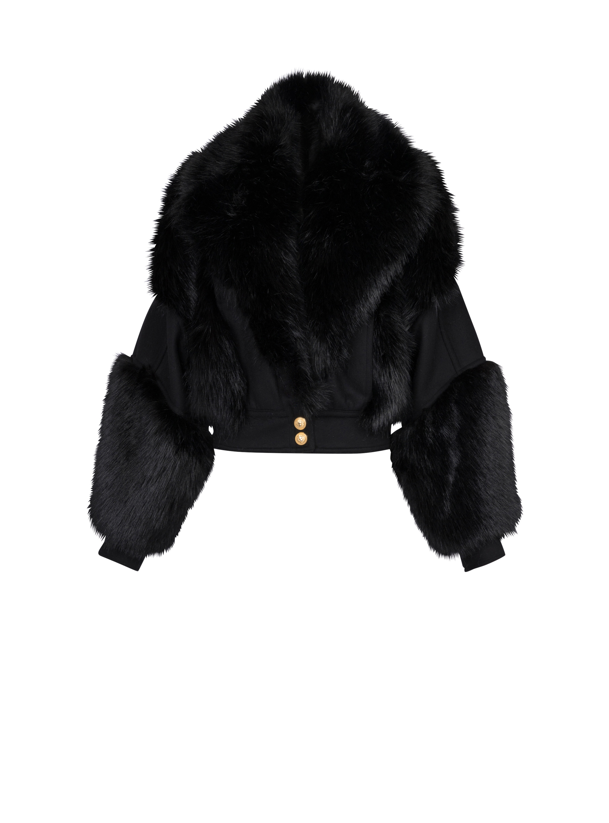 Wool and faux fur jacket - 1