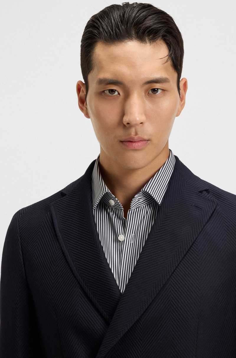 DOUBLE-BREASTED BLAZER IN COTTON AND WOOL SEERSUCKER 5