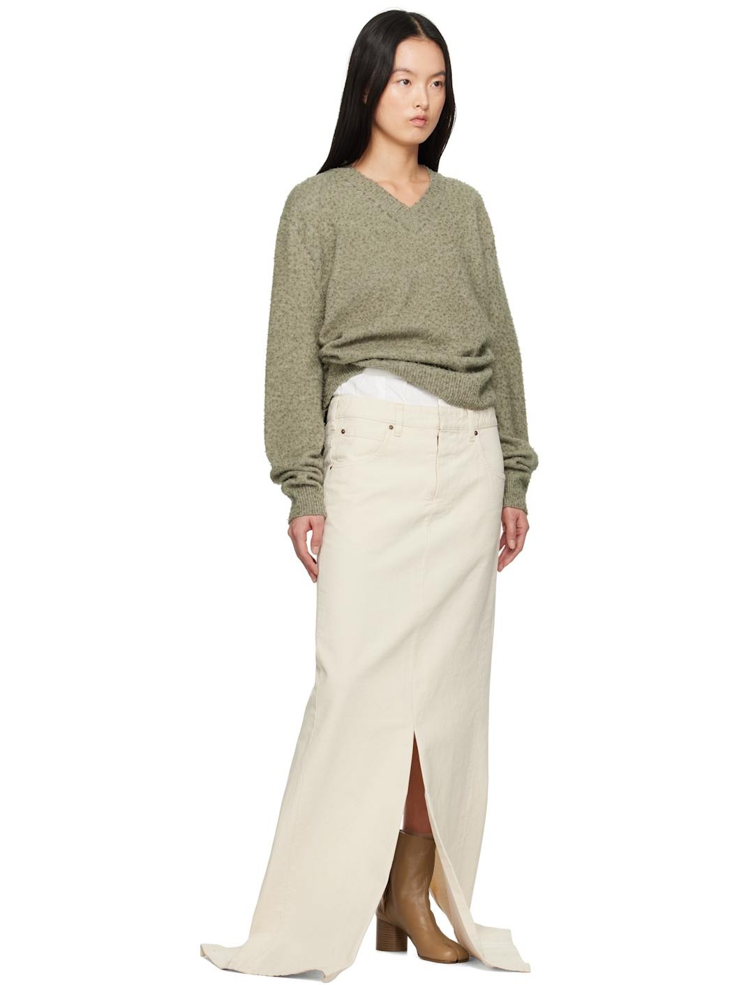 Green Pilling V-Neck Sweater - 4