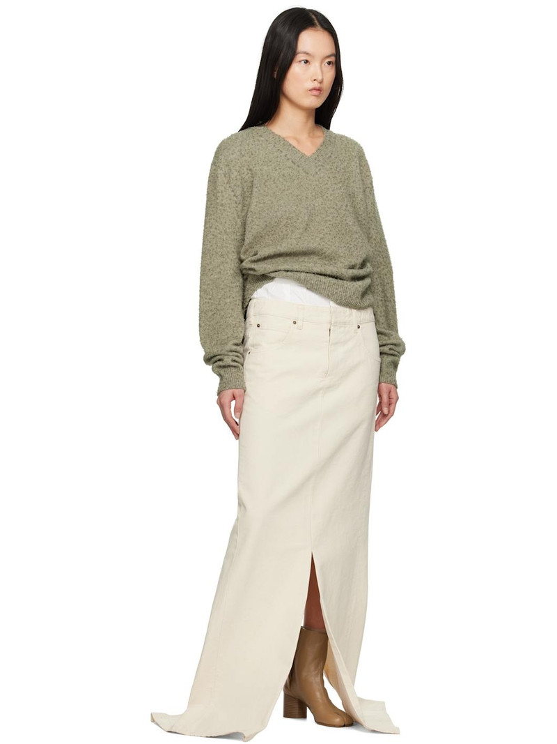 Maison Margiela Green Pilling V-Neck Sweater outlook