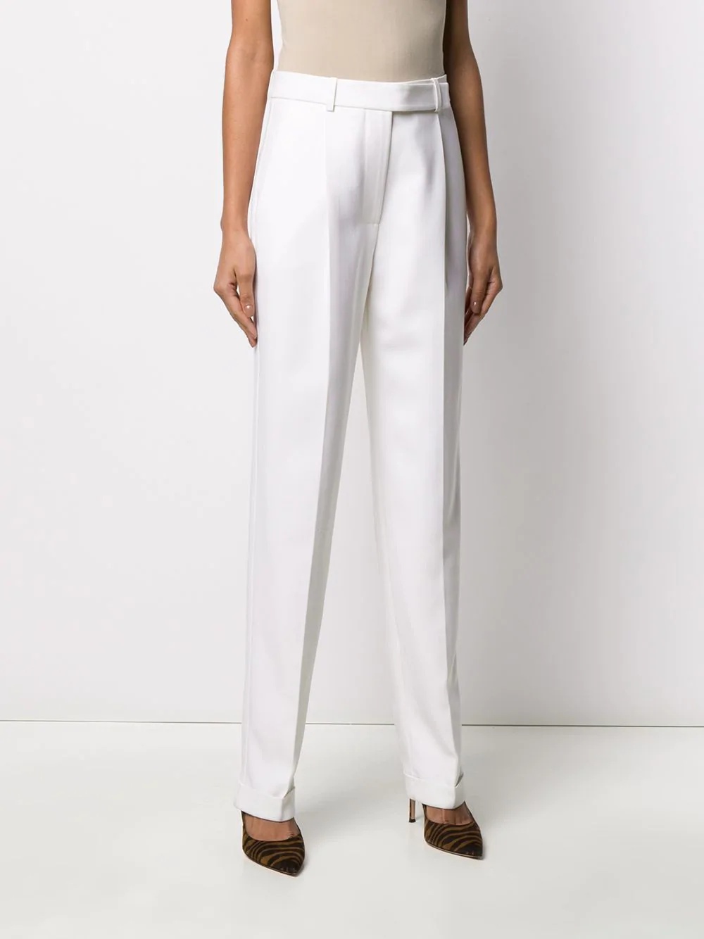 high-rise straight-leg tailored trousers - 3