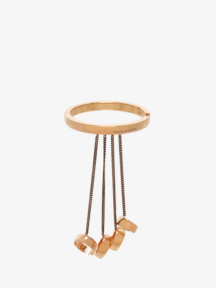Four Ring Hand Jewel Piece in Antique Gold - 2