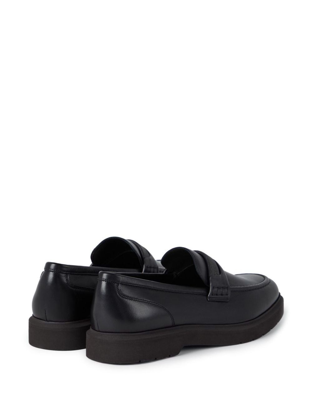 crystal-embellished leather loafers - 3
