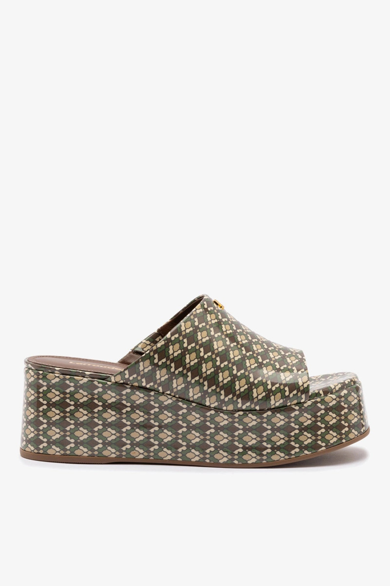 Charli Mule In Seaweed Vichy Patent Leather 1