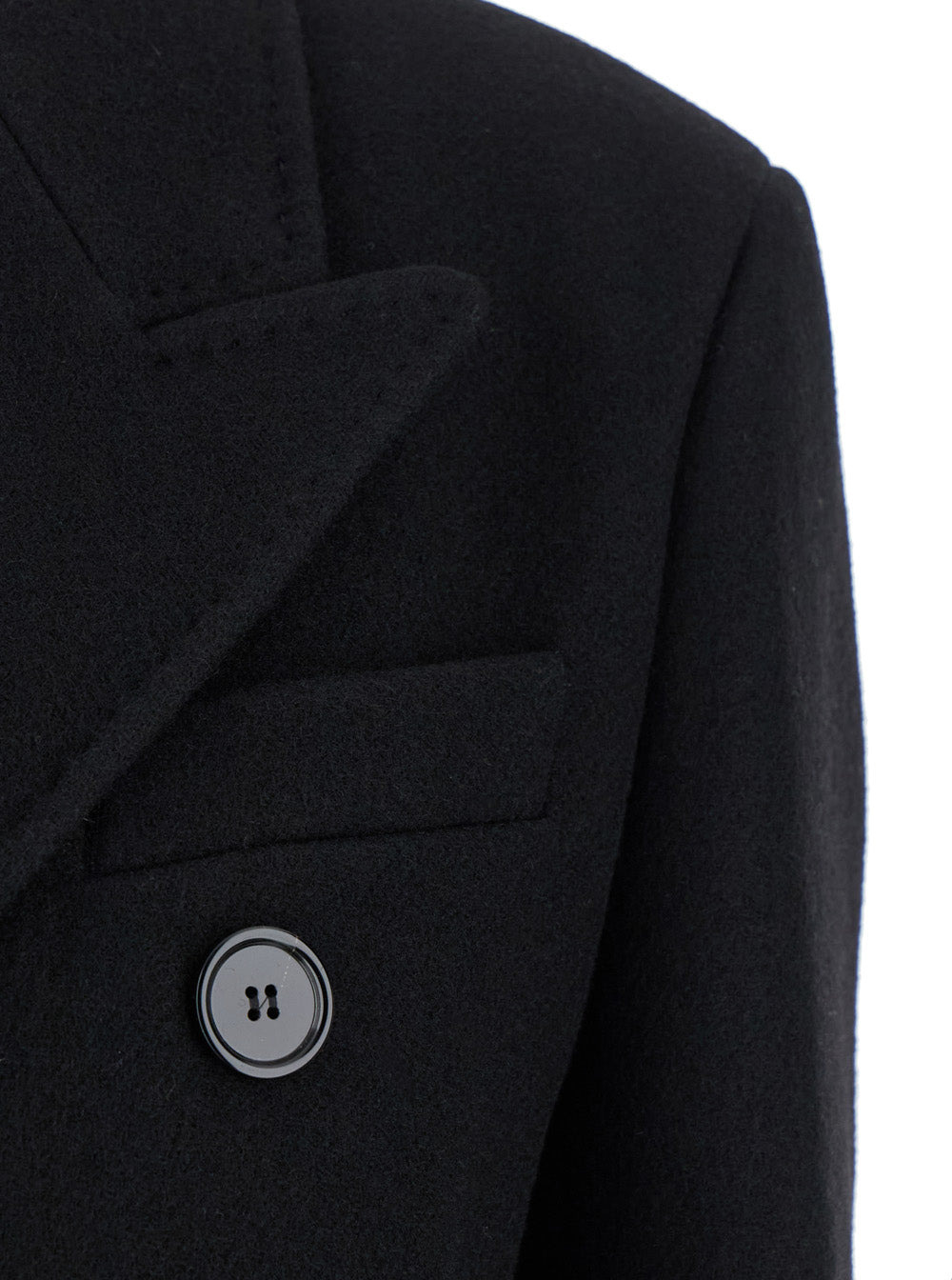 Ami Paris Women Black Double-Breasted Coat With Peak Revers In Wool Woman - 3