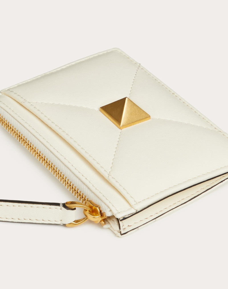 ROMAN STUD NAPPA LEATHER COIN PURSE WITH ZIPPER 2